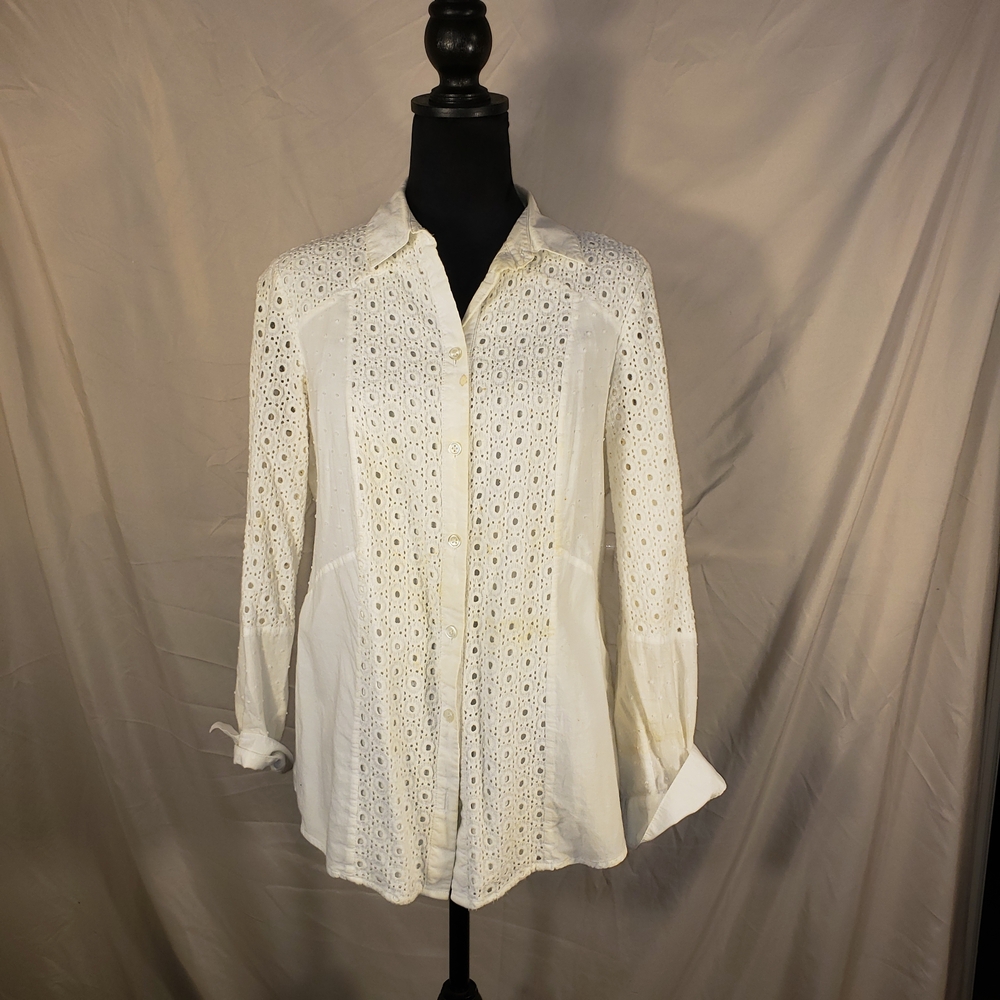 Chico's Elegant White Eyelet Women's Top - Chico's 1